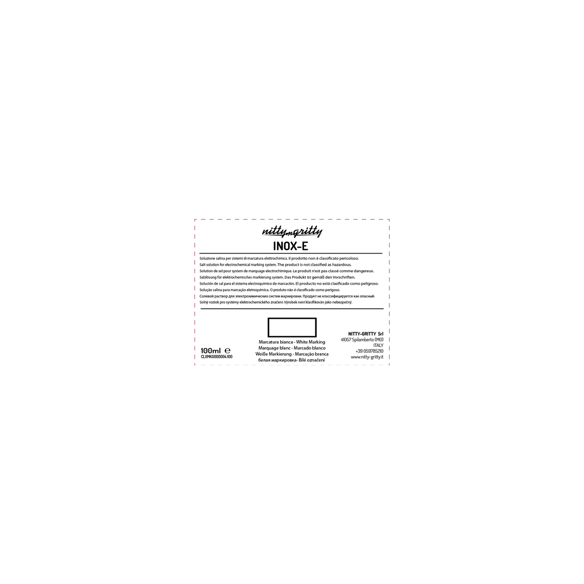 NITTY-GRITTY INOX Ð E, electrolytic solution for white marking - STAINLESS STEEL AISI 300 / DUPLEX 1 x 1L