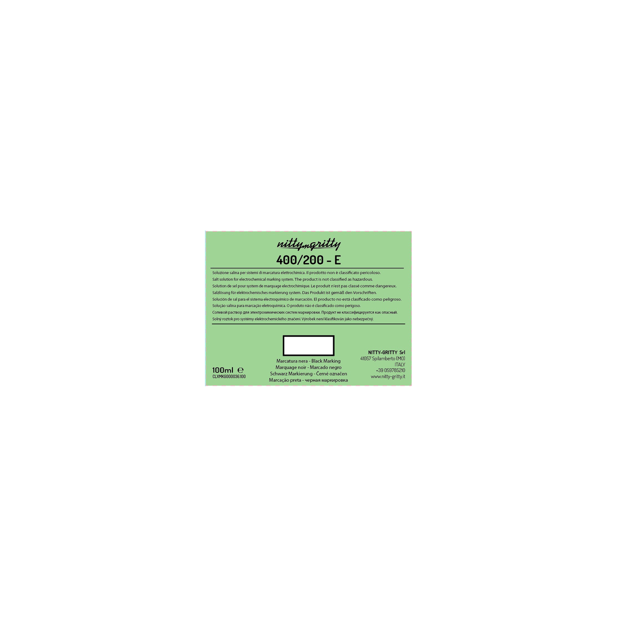 NITTY-GRITTY 400/200 - E, electrolytic solution for white marking - STAINLESS STEEL AISI 200 / 400 1 x 1L