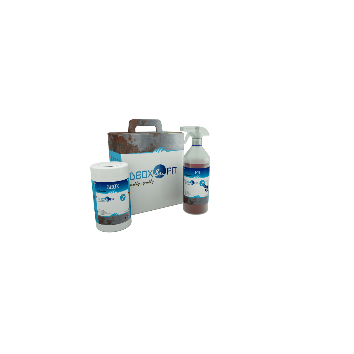 NITTY-GRITTY DEOX & FIT (Deox: 100 deoxidizing wipes - Fit: 1 L neutralizing solution)